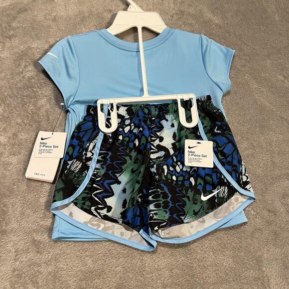 Nike Shirt Shorts Set Girls Large 6X Dri-FIT Butterfly Swoosh Lightweight New - Picture 4 of 4